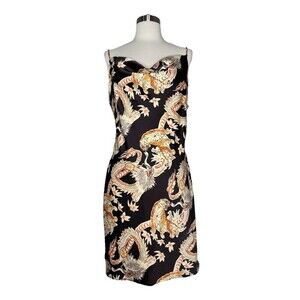 Urban Outfitters Dress Women XL Black Tiger  Chinese Dragon Mini Strappy Slip